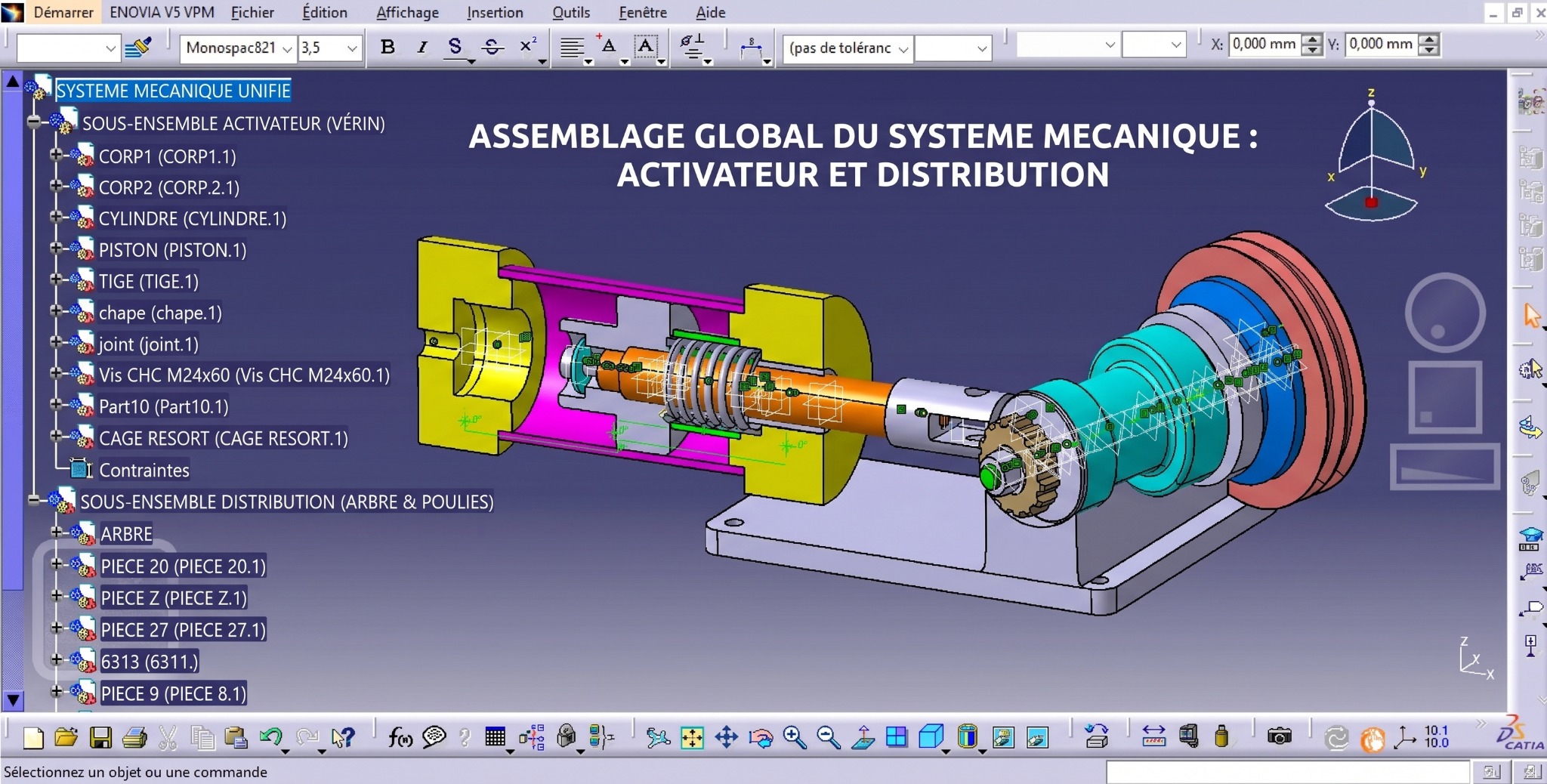 نظام ميكانيكي كامل مصمم في CATIA V5